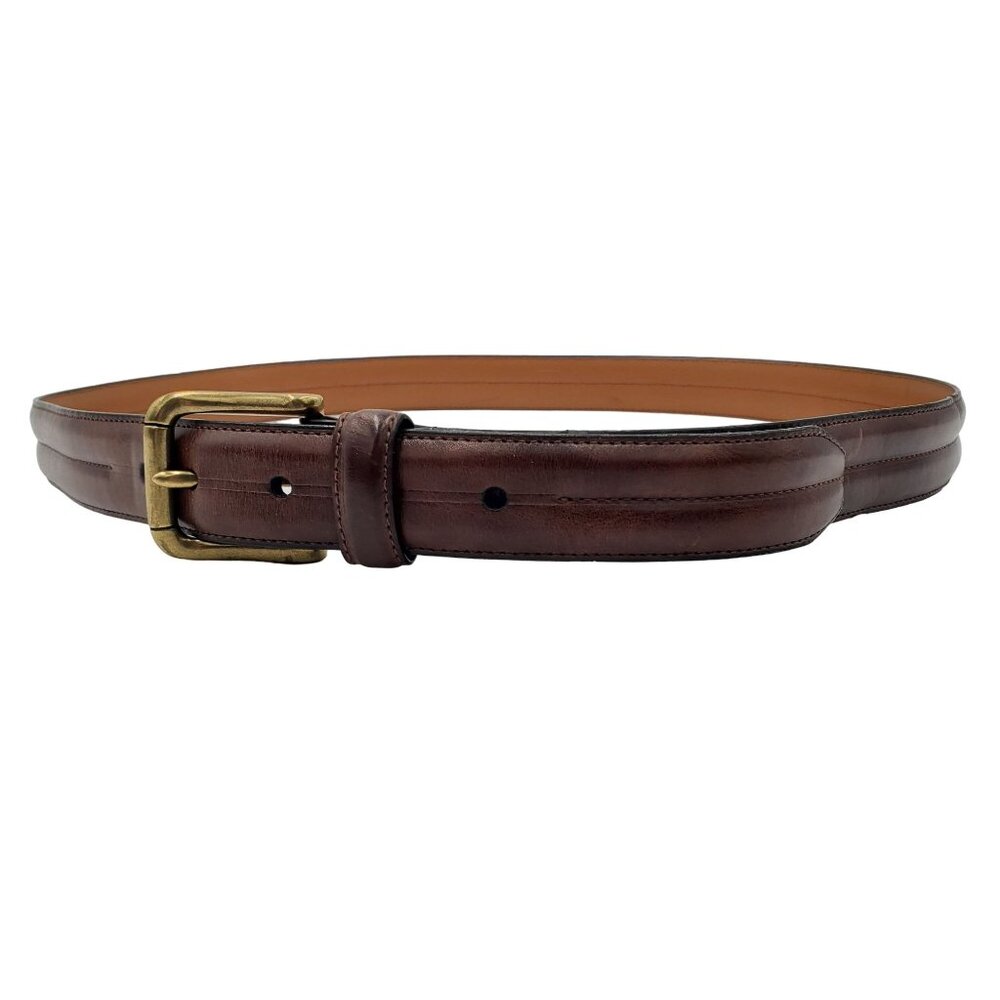 Chaps Belt Men's size 40 Brown leather Dress gold tone buckle  Casual Cowhide - Picture 7 of 13